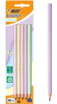 Bic Evolution Pastel Blister 10'lu Köşeli Siyah HB Kurşun Kalem Seti