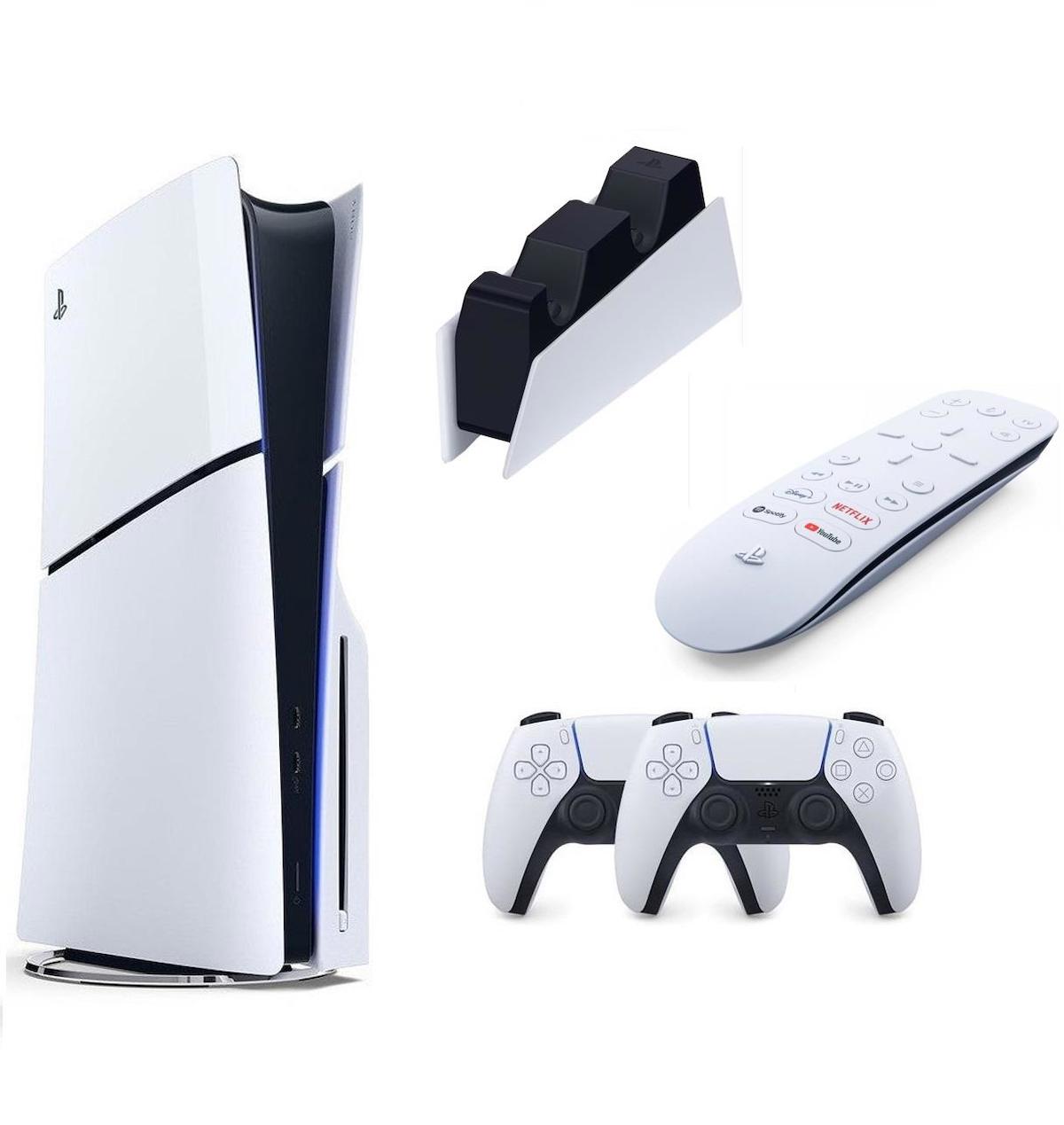 Sony Playstation 5 Slim Digital Edition 1 TB 2 Dualsense Kollu Oyun Konsolu + Dualsense Şarj İstasyonu + Medya Kumandası