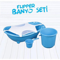Flipper Fileli Ayaklı Mavi Bebek Küveti Seti