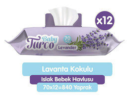 Baby Turco Lavanta Kokulu 70 Yaprak 12'li Paket Islak Mendil