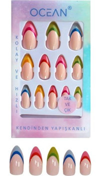 Orzax 872 Çok Renkli 12'li Takma Tırnak