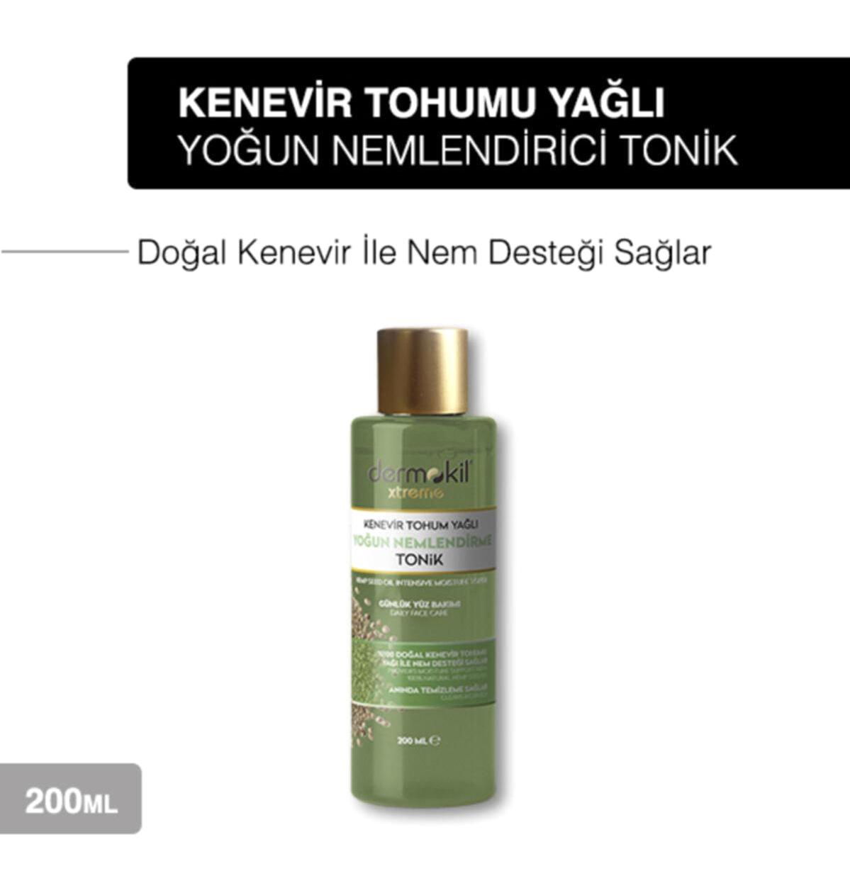 Dermokil Kenevir Tohumu Yağlı Yoğun Tüm Ciltler İçin Yüz Temizleyici Losyon Tonik 200 ml