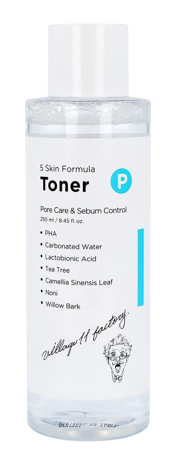 Village 11 Factory P Skin Formula Tüm Ciltler İçin Aha+Bha Gözenek Sıkılaştırıcı Yüz Temizleyici Tonik 250 ml