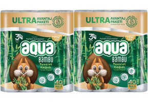 Aqua 3 Katlı 2x40'lı Rulo Tuvalet Kağıdı