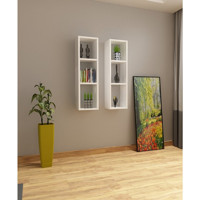 Dekormer Design 6 Bölmeli 2 Raflı Suntalam 90 cm İkili Takım Beyaz Kitaplık
