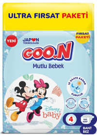 Goo.n Mutlu Bebek 4 Numara Cırtlı Bebek Bezi 360 Adet