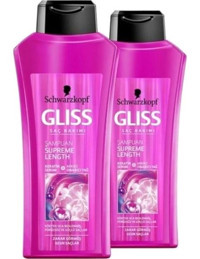 Gliss Supreme Length Onarıcı Tüm Saçlar İçin Sade Standart Unisex Şampuanı 2x525 ml