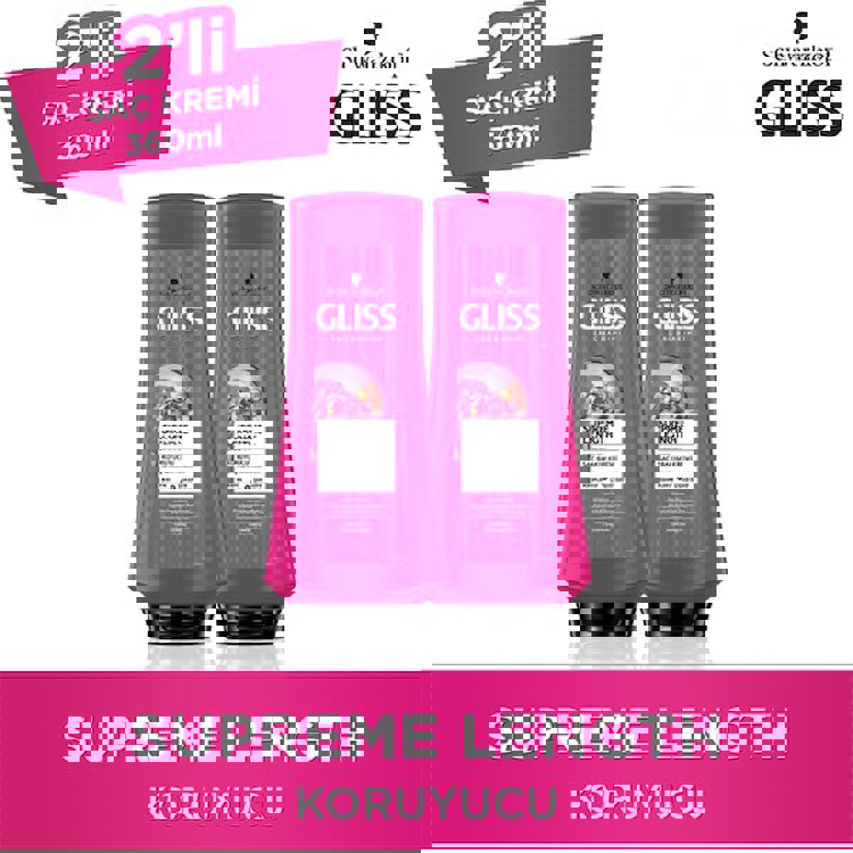 Gliss Supreme Length Onarıcı Tüm Saçlar İçin Sade Kremli Şampuan Standart Unisex Şampuanı