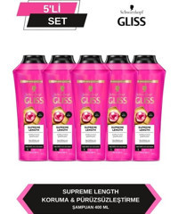 Gliss Supreme Length Onarıcı Tüm Saçlar İçin Sade Standart Unisex Şampuanı 5x400 ml