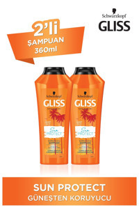 Gliss Sun Protect Onarıcı Tüm Saçlar İçin Sade Standart Unisex Şampuanı 2x360 ml
