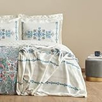 Karaca Home Arney Pamuk Dört Mevsim 200 x 220 cm Desenli Çift Kişilik Nevresim Takımı Mavi