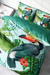 Mono Home Birdie Pamuk Dört Mevsim 200 x 220 cm Desenli Çift Kişilik Nevresim Takımı Yeşil