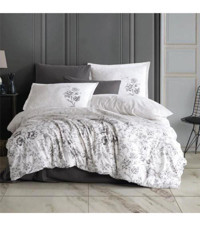 Clasy Napa Pamuk Dört Mevsim 200 x 220 cm Desenli Çift Kişilik Nevresim Takımı Antrasit