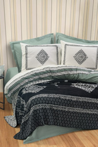 Cotton Box Hardy Pamuk Dört Mevsim 200 x 220 cm Desenli Çift Kişilik Nevresim Takımı Yeşil