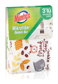 Mintax Desenli 3'lü Mikrofiber Temizlik Bezi