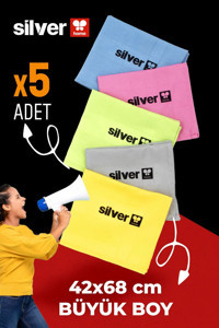 Silver Home Dekoratif Cam Büyük Boy 5x1'li Mikrofiber Temizlik Bezi