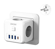 Lencent 3'lü 3'lü USB Kablosuz Çiftli Akım Korumalı Priz