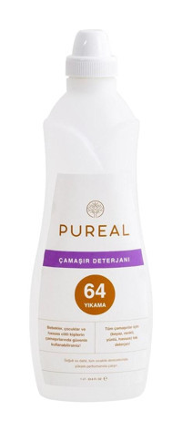 Pureal Doğal Tüm Renkler İçin 64 Yıkama Sıvı Deterjan 1 lt