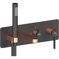 Gpd Mka165-S Pirinç Çevirmeli Ankastre Banyo Bataryası Siyah-Rose Gold