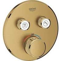 Grohe Grohtherm Krom Çift Delikli Çevirmeli Ankastre Kare Banyo Bataryası Altın