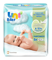 Uni Baby Hassas Dokunuş 52 Yaprak 5'li Paket Islak Mendil