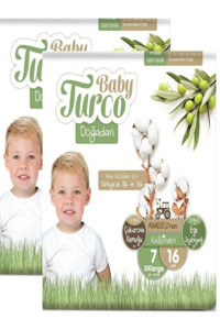 Baby Turco Doğadan 7 Numara Organik Cırtlı Bebek Bezi 2x16 Adet