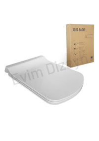 Aqua Bagno Basic Üstten Sıkmalı Yavaş Kapanan Beyaz Kare Klozet Kapağı