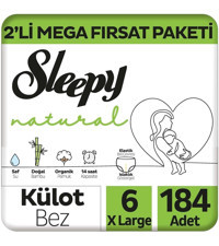 Sleepy Natural 6 Numara Organik Külot Bebek Bezi 184 Adet