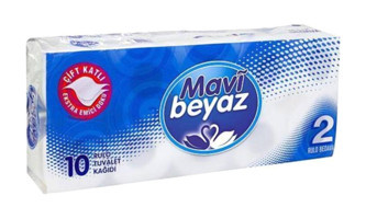 Mavi Beyaz 2 Katlı 10'lu Rulo Tuvalet Kağıdı