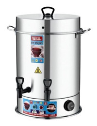 Warm Wasser 1200 W 10 lt Su Kapasiteli Çelik Tek Demlikli 120 bardak Çift Musluklu Çelik Elektrikli Semaver Gri
