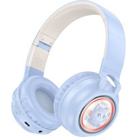 Hoco W50 Tek Mikrofonlu 5.3 Silikonsuz Kablosuz Kulak Üstü Bluetooth Kulaklık Mavi