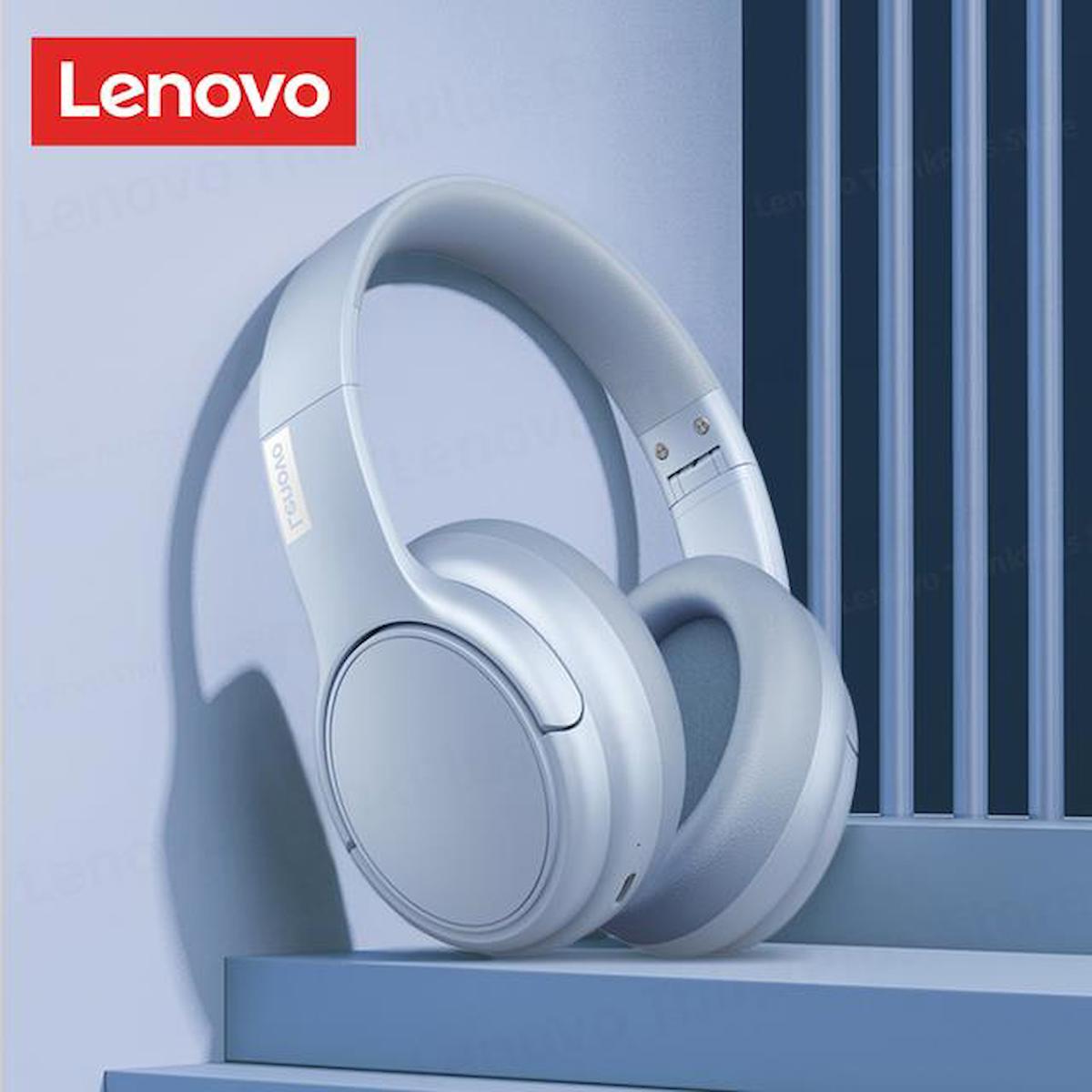 Lenovo Thinkplus TH20 Tek Mikrofonlu 5.3 Silikonlu Gürültü Önleyici Kablosuz Kulak Üstü Bluetooth Kulaklık Mavi