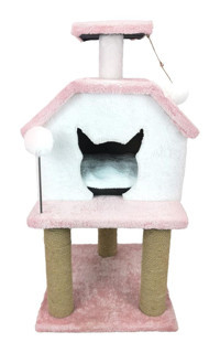 Patiderm Hacıyatmazlı Oyuncaklı Katlı 80 cm Kedi Tırmalama Evi