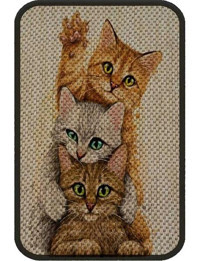 Glipet Kedi Desenli 58 cm Kedi Tırmalama Paspası Bej-Siyah