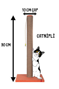 Pugalo Oyuncaklı Kedi Otlu 90 cm Kedi Tırmalama Direği Turuncu