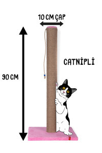 Pugalo Oyuncaklı Kedi Otlu 90 cm Kedi Tırmalama Direği Pembe