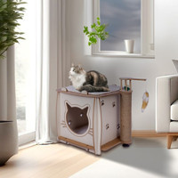 Patihomes Oturaklı Oyuncaklı 40 cm Kedi Tırmalama Evi