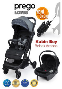 Prego 2032 Solo Katlanır Tam Yatar Kabin Tipi Travel Sistem Bebek Arabası Gri-Siyah