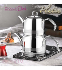 Kahramanlar Enza Mini Çelik Gümüş Kulplu Çaydanlık Gümüş