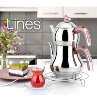 Lines Şahmeran Paslanmaz Çelik Çaydanlık Gümüş