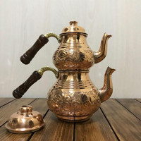 Efemir Nakışlı Küçük Boy Bakır Çaydanlık Bronz