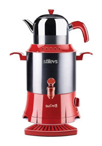 Stilevs Lux 1250 W 4 lt Çelik Tek Demlikli Tek Musluklulu Elektrikli Semaver Kırmızı