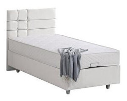 Setay Mobilya Almada Letto 120x200 cm Başlıklı Yataklı Sandıklı Tek Kişilik Baza Seti Beyaz