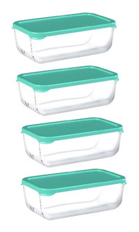 Paşabahçe 53743 8'li Cam-Plastik Saklama Kabı 4x1.2 lt
