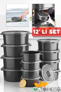 Nandy Home 24'lü Yuvarlak Plastik Saklama Kabı Siyah
