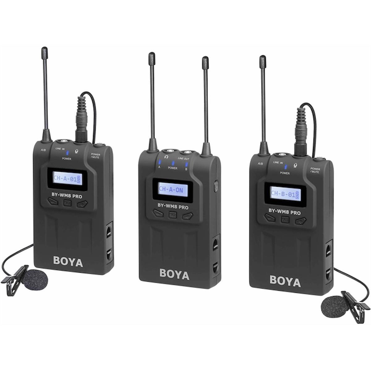 Boya BY-WM8 Pro-K2 Condenser Kablosuz Yayıncı Profesyonel Siyah Yaka Mikrofon