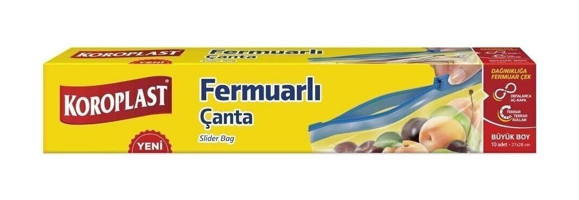 Koroplast Fermuarlı Şeffaf Küçük Boy 27x28 cm Çöp Poşeti 10 Adet Beyaz