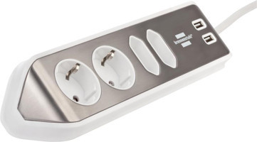 Brennenstuhl Estilo Kalın 6'lı 2 m USB Uzatma Kablosu Gri