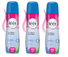 Veet Hassas Ciltler İçin Koltuk Altı Bacak Genital Bölge Kadın Tüy Dökücü Sprey 3x150 ml
