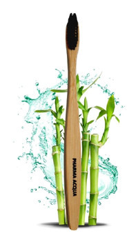 Pharma Acqua Antibakteriyel Doğal Bambu Yumuşak Manuel Yetişkin Diş Fırçası Siyah